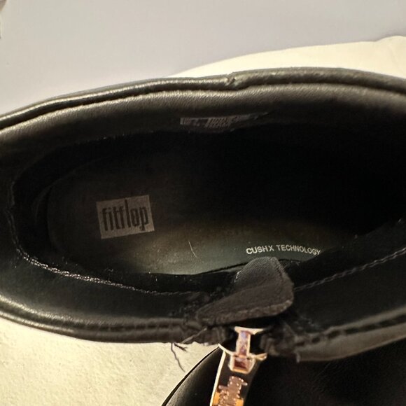 Fitflop Women's Pilar Leather Ankle Boots 7 Black Platform Chunky Heel Booties - Picture 8 of 11